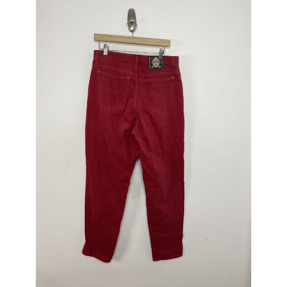 Ikeda 34X32 90s High Waisted Tapered Red Jeans Vintage Y2K Boyfriend Mom Jeans - Picture 3 of 8